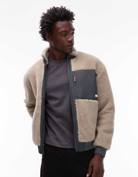 Element Oak sherpa zip through fleece in cream - view 1