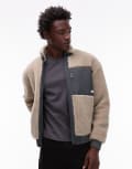 [Element] Element Oak sherpa zip through fleece in cream-White L Oatmilk