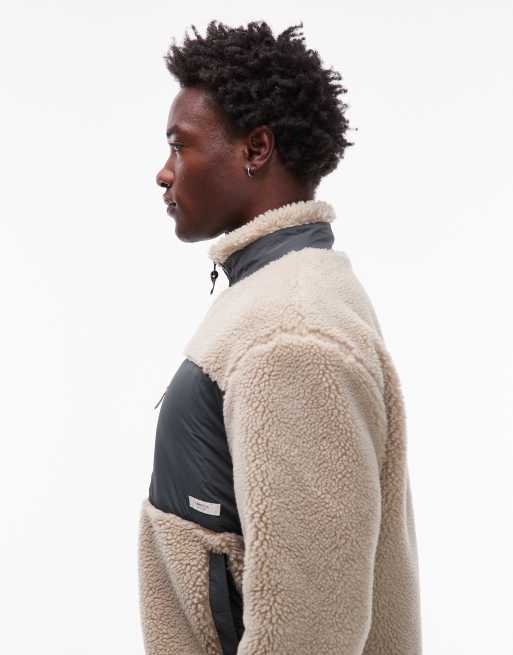 Element oak sherpa zip through fleece in cream, 4 of 5