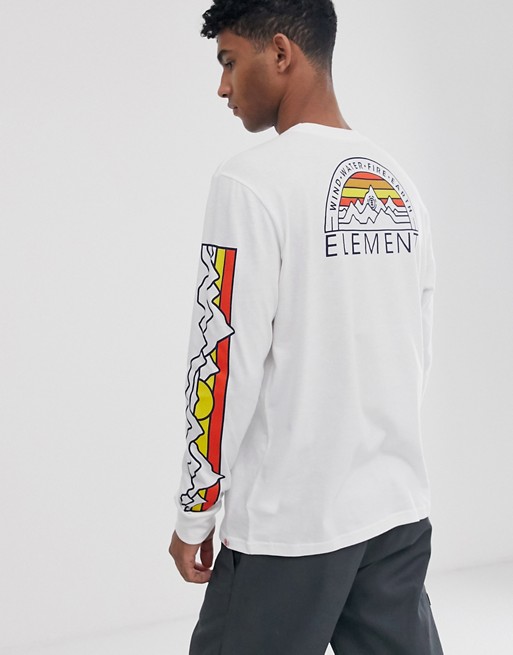 Element Odyssey long sleeve top with sleeve print in white