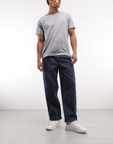 Element pleated chino trousers in navy - view 1