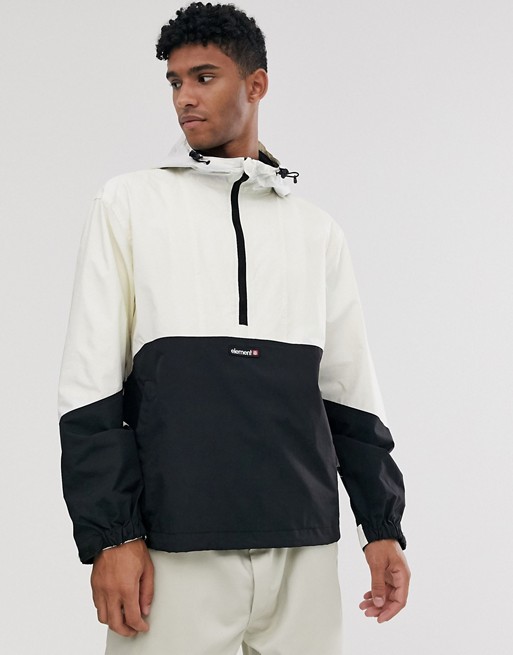 Element Primo Pop overhead windbreaker jacket in white/black