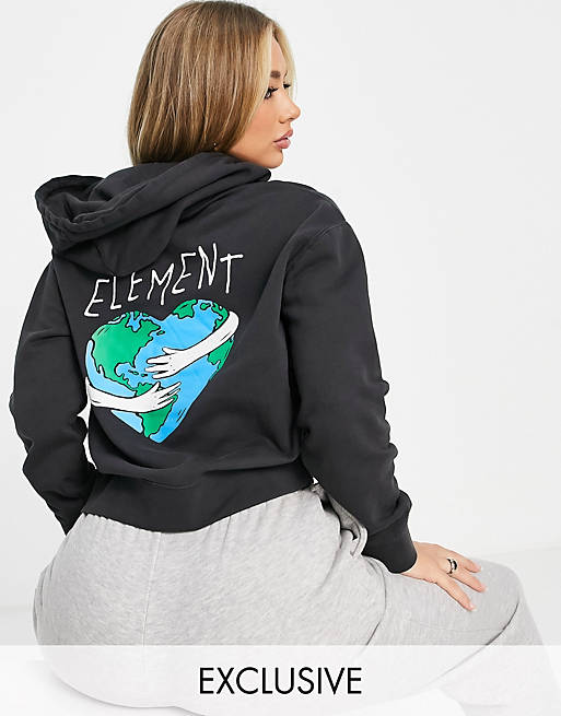 Element Raven back print hoodie in black Exclusive at ASOS