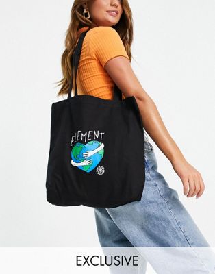 Element Raven tote bag in black Exclusive at ASOS
