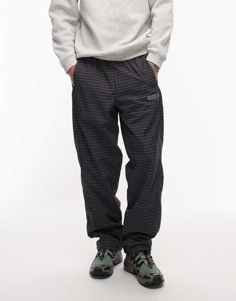 Element relaxed fit plaid tracksuit pants in navy - view 1