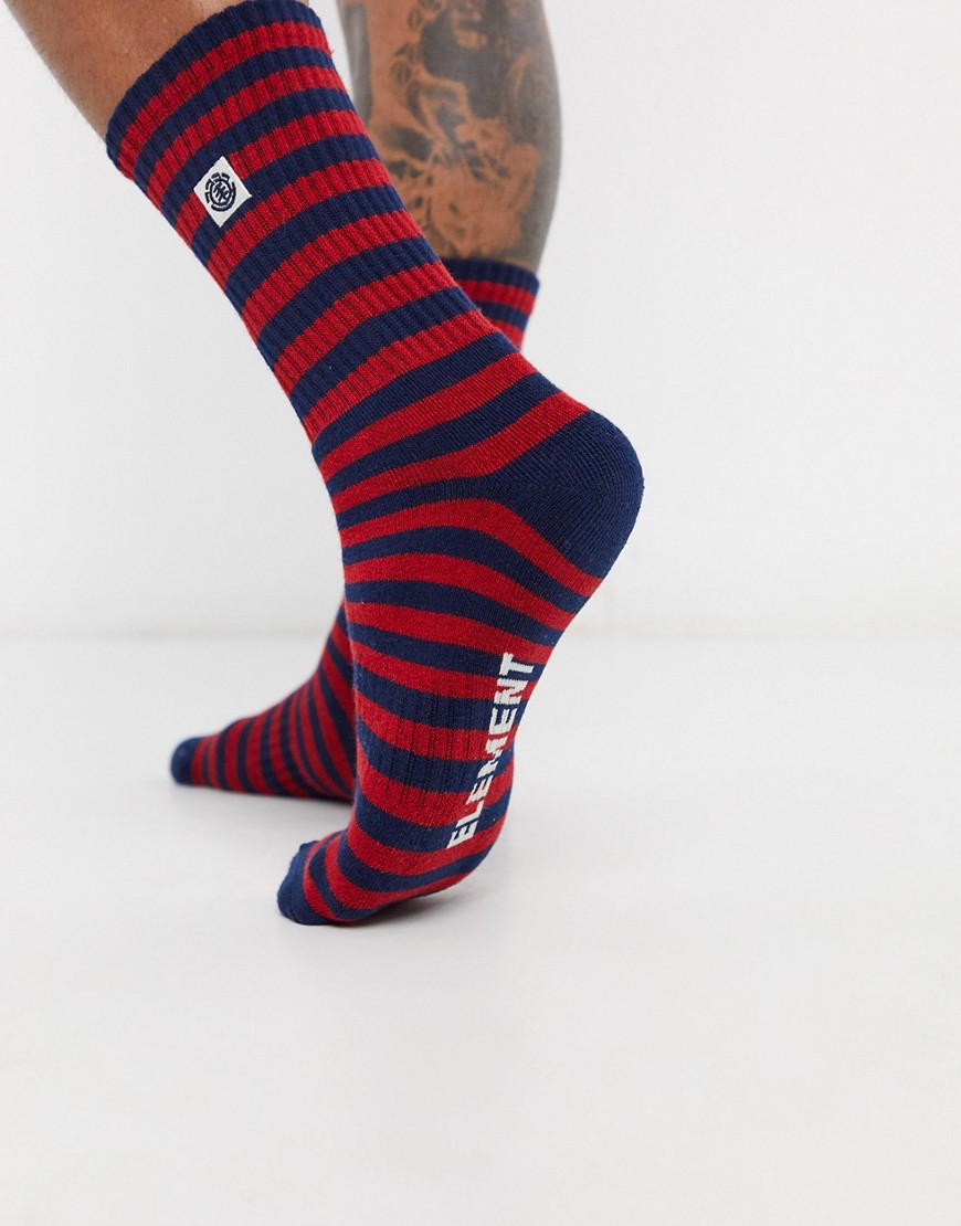 Element - Resplend - Gestreepte sokken in rood