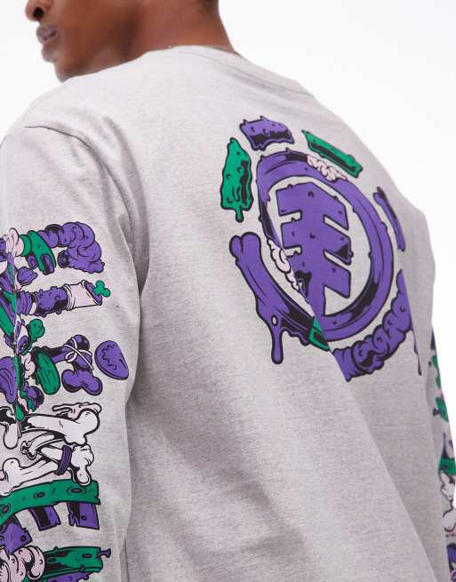 Element – Rolling – Langärmliges Shirt in Mittelgrau mit Logoprint am Rücken, 5 von 5