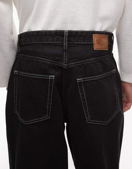 Element - Ruimvallende jeans met 5 zakken in zwart, 4 van 5