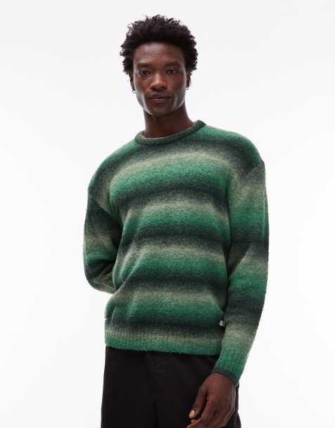 Element - Shoreton - Maglione spazzolato verde a righe - view 1