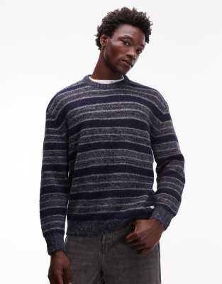 Shoreton - Strickpullover in Blau gestreift Blau L