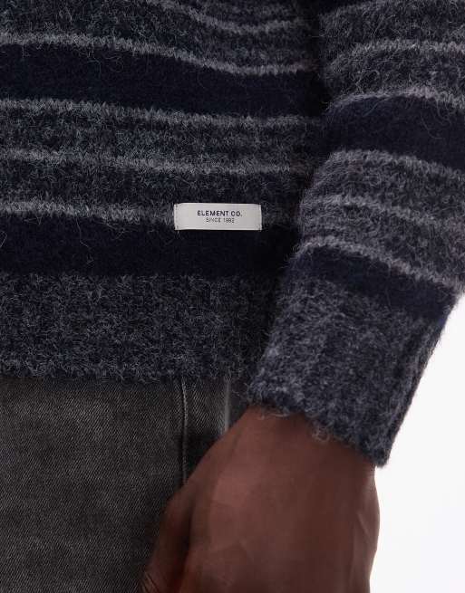 Element shoreton striped knit jumper in blue, 5 of 5