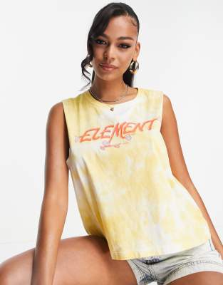 Skateman tank top in yellow tie-dye-Gold