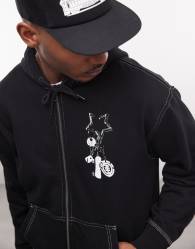 Element small graphic zip-up hoodie in black