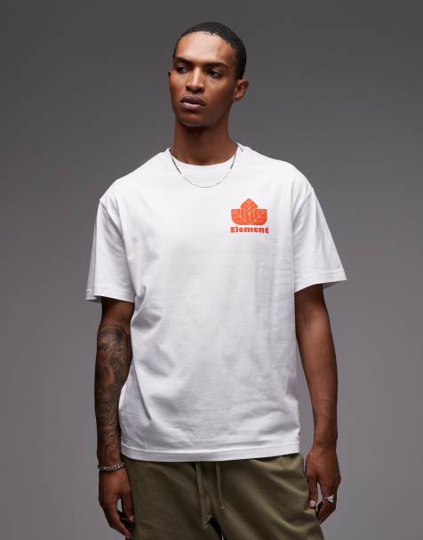 Element - Sporting - T-shirt met sportieve logoprint op de achterkant in wit - view 1