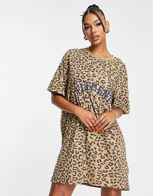 Element Szyget t-shirt dress in leopard print 