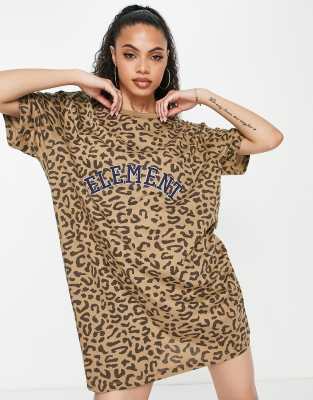 Element Element Szyget t-shirt dress in leopard print-Multi
