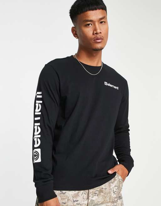 Element - T-shirt à manches longues avec imprimé montagne au dos - Noir