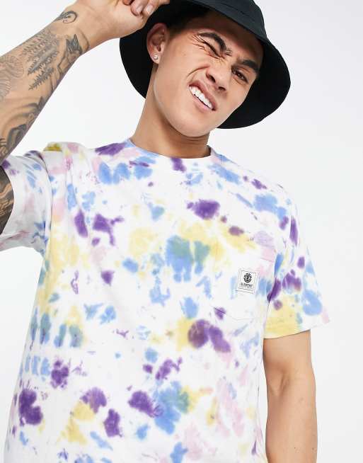 Element - T-shirt basic con tasca tie-dye multicolore 