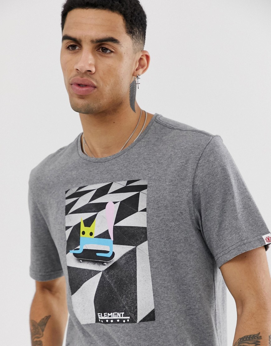 Element - T-shirt grigia con stampa skate-Grigio