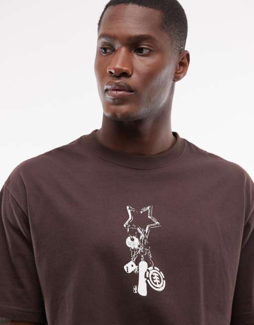 Element – T-Shirt in Braun mit Schlüsselanhänger-Print auf der Brust, 3 von 5