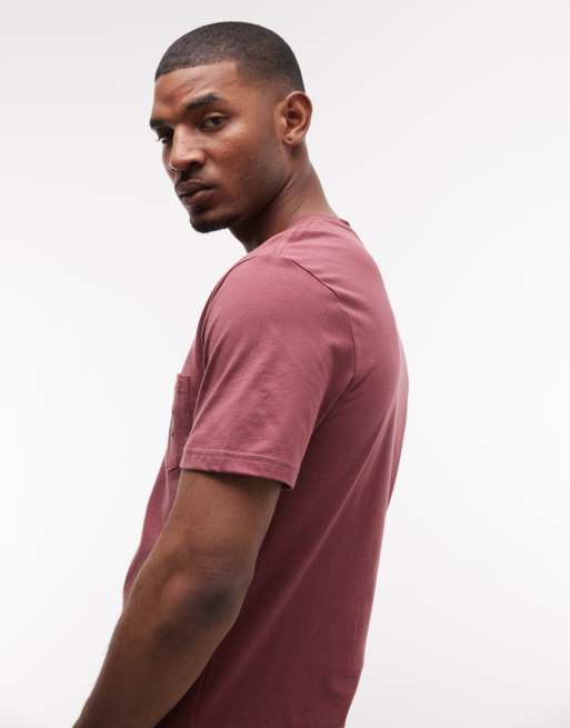 Element - T-shirt rosso scuro con tasca, 4 di 5
