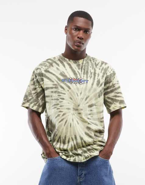 Element tiedye swirl t-shirt in green and yellow - view 1