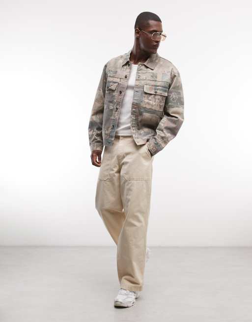 Element trucker utility graffiti print jacket in khaki, 2 of 5