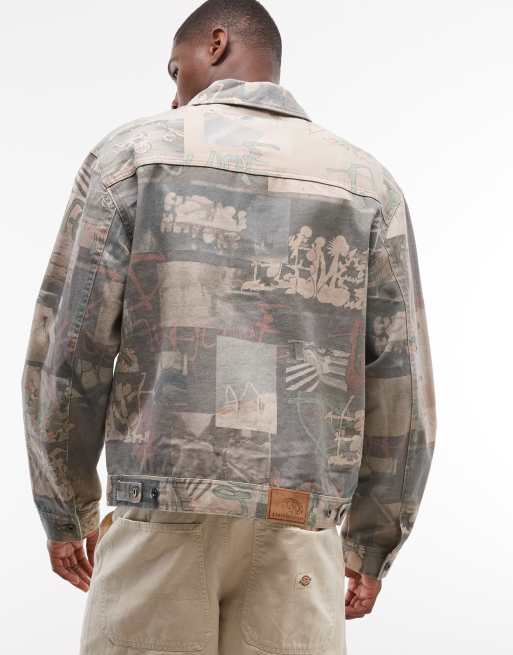 Element trucker utility graffiti print jacket in khaki, 5 of 5