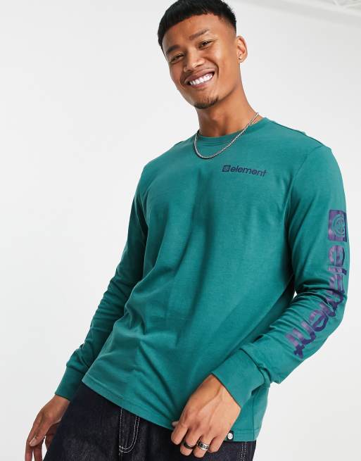 Element – Turkusowy T-shirt z nadrukiem gór na plecach 