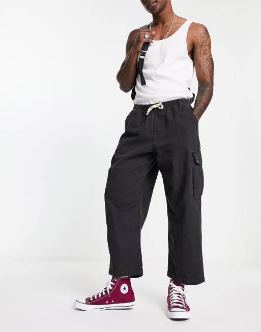 Baggy Fit Cargo Pants - Black - Men