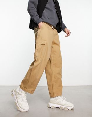 Element utility loose fit cargo trousers in beige
