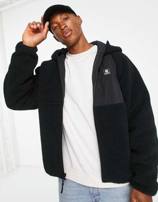 Element - Wolfe - Pile nero con cappuccio e zip 