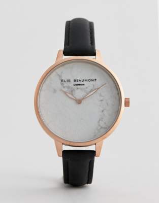 EB812.5 Watch With Marble Dial And Leather Strap-Black