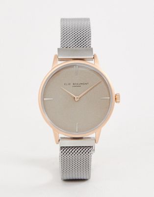 Elie Beaumont - Horloge met twee kleuren en mesh bandje-Multi