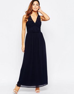 Elise Ryan Ruched Maxi Dress With Open Lace Back Detail | ASOS