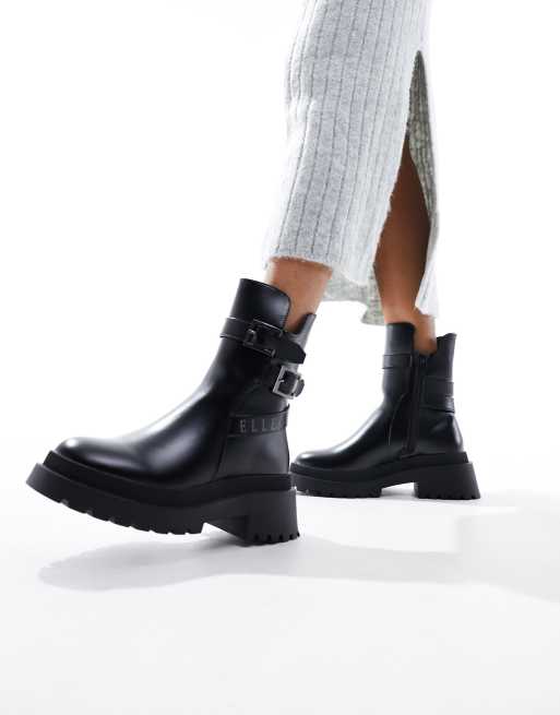 Elle Bottines style motard Noir