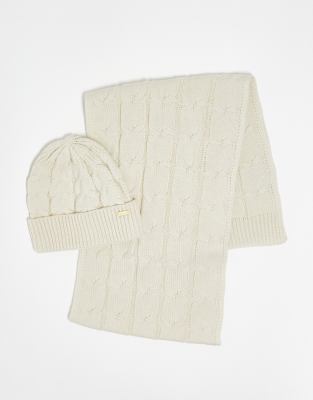 ◇PARTIMENTO◇ [SET] CABLE KNIT BEANIE + MUFFLER_IVORY 202783237-1-cream
