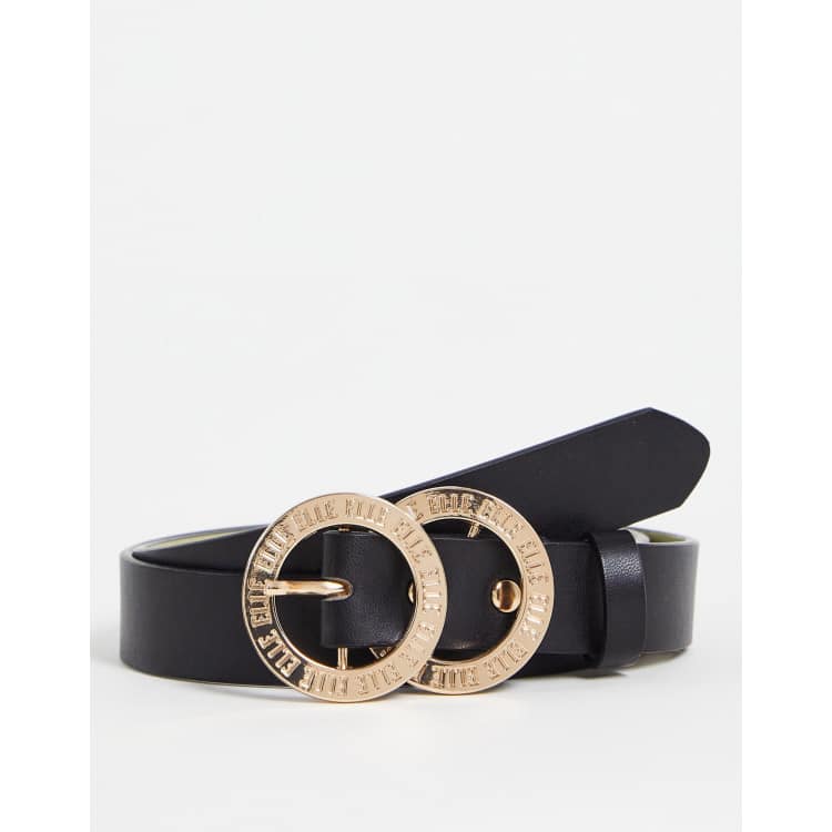ELLE Ceinture a double boucle ronde avec logo Noir