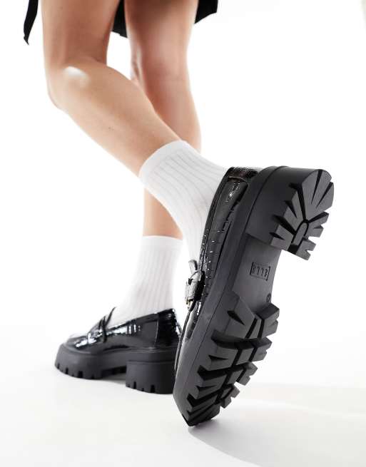 Elle chunky sole loafers in black ASOS