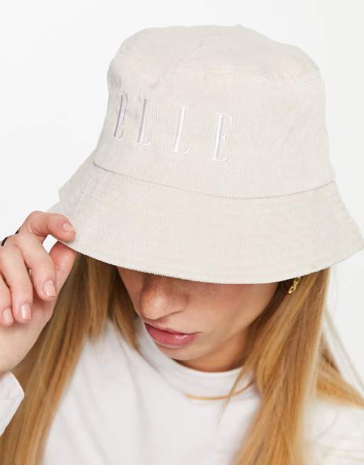Elle corduroy bucket hat in cream | ASOS