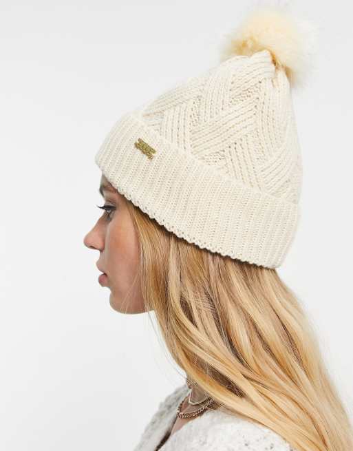 Cream fur sales bobble hat