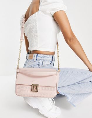 ELLE flap over chain crossbody bag in pink
