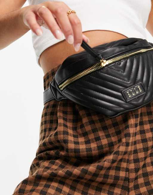 Elle – Gesteppte Gürteltasche in Schwarz