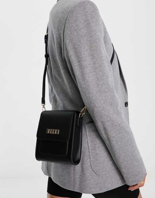 ELLE Kleine crossbody tas met flap in zwart