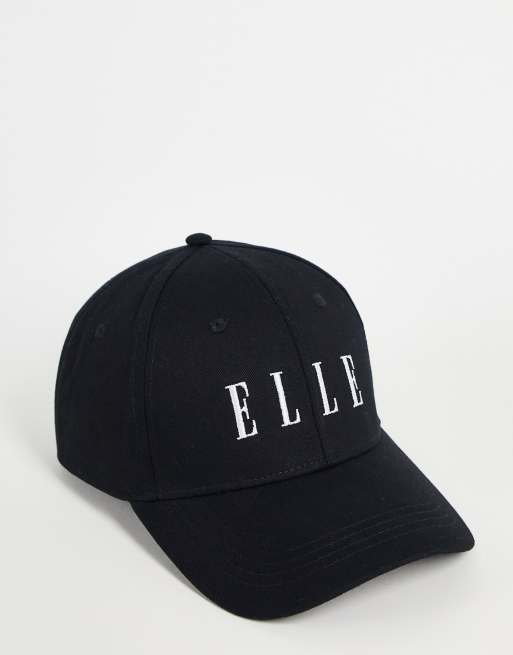 ELLE large logo baseball cap in black ASOS