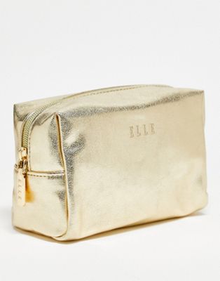 Elle logo cosmetics make up bag in gold - ASOS Price Checker