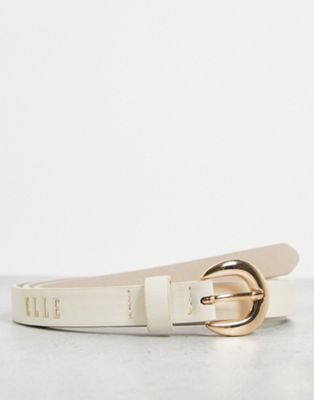 ELLE logo print belt in cream