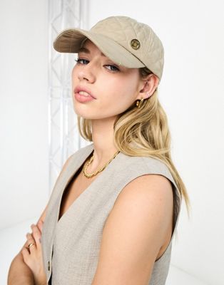 Elle quilted baseball cap in stone
