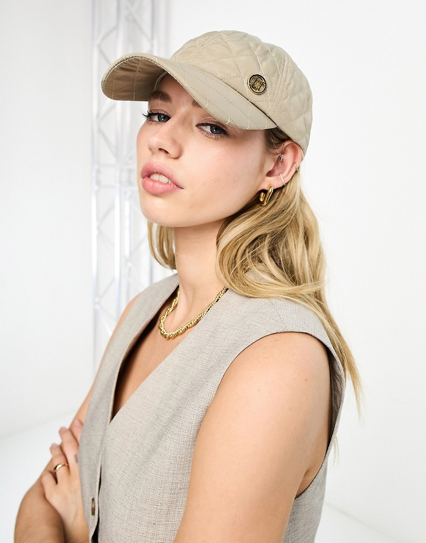 Elle quilted baseball cap in stone-Neutral