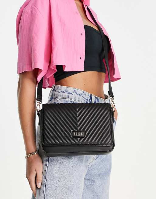 Victoria's Secret Top Zip Crossbody Bag Patch Logo Black: Buy